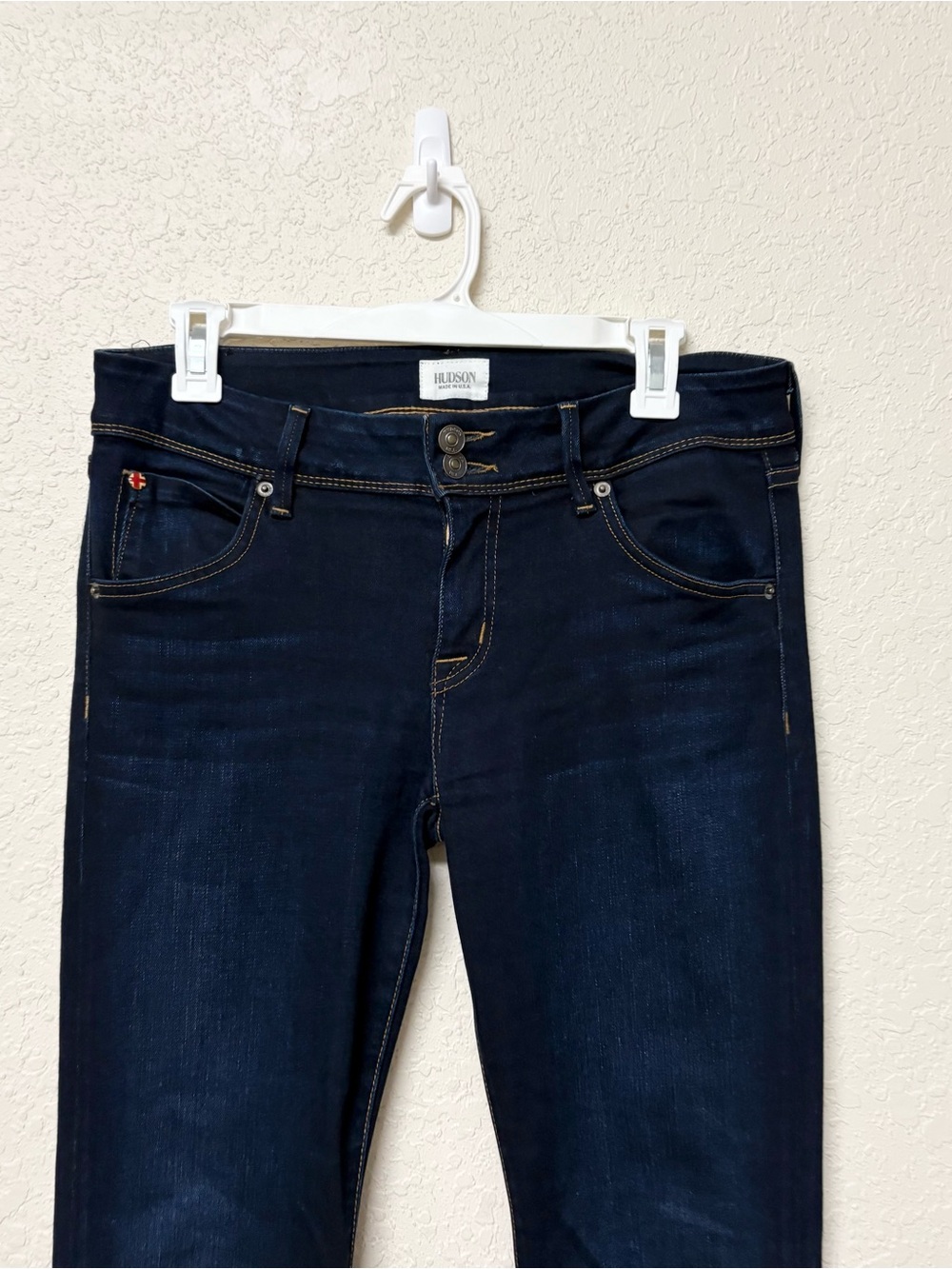 Hudson Beth Baby Boot Cut Jeans Womens Blue Mid Rise Flap Pocket Stretch Size 29 - Picture 2 of 8